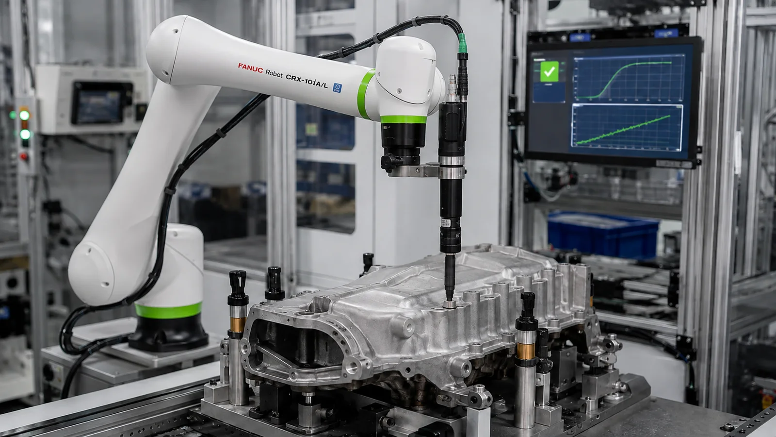 Cobot ile Tork Kontrollü Vida Sıkma teknik sistem görseli