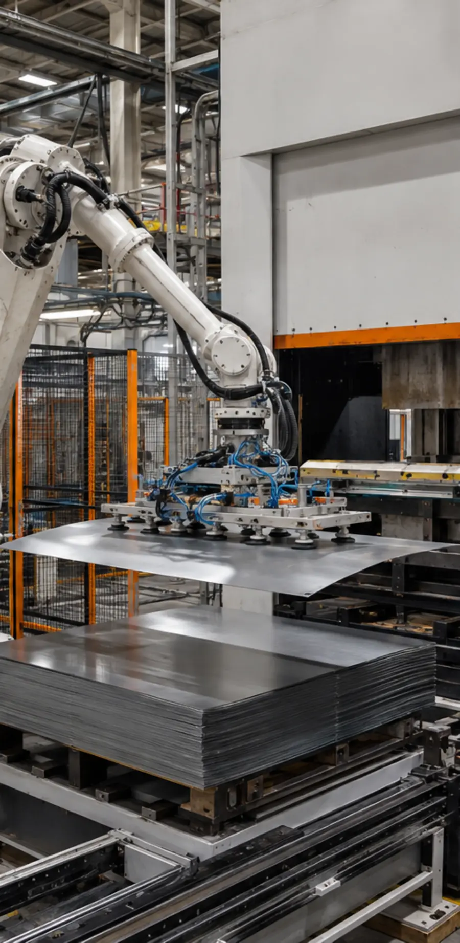 Robotik Destacker ve Pres Entegrasyonu teknik sistem görseli